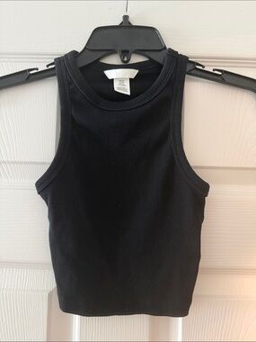 Black Ribbed Tank Top - Women's Sleeveless Crop H&M size XS